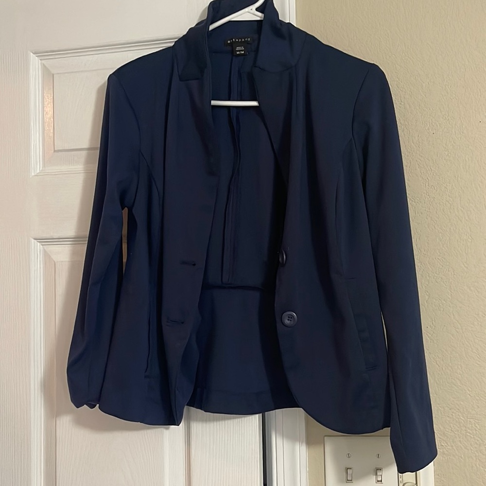 Navy blue “Metaphor” blazer jacket
